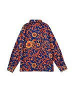 Camicia blu con stampa floreale e maniche lunghe