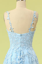 Abito da ballo lungo lavanda in tulle con pizzo floreale