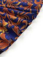 Camicia blu con stampa floreale e maniche lunghe