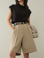 Top nero maniche corte con collo alto