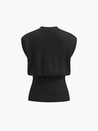 Gilet nero senza maniche con scollo a V e bottone