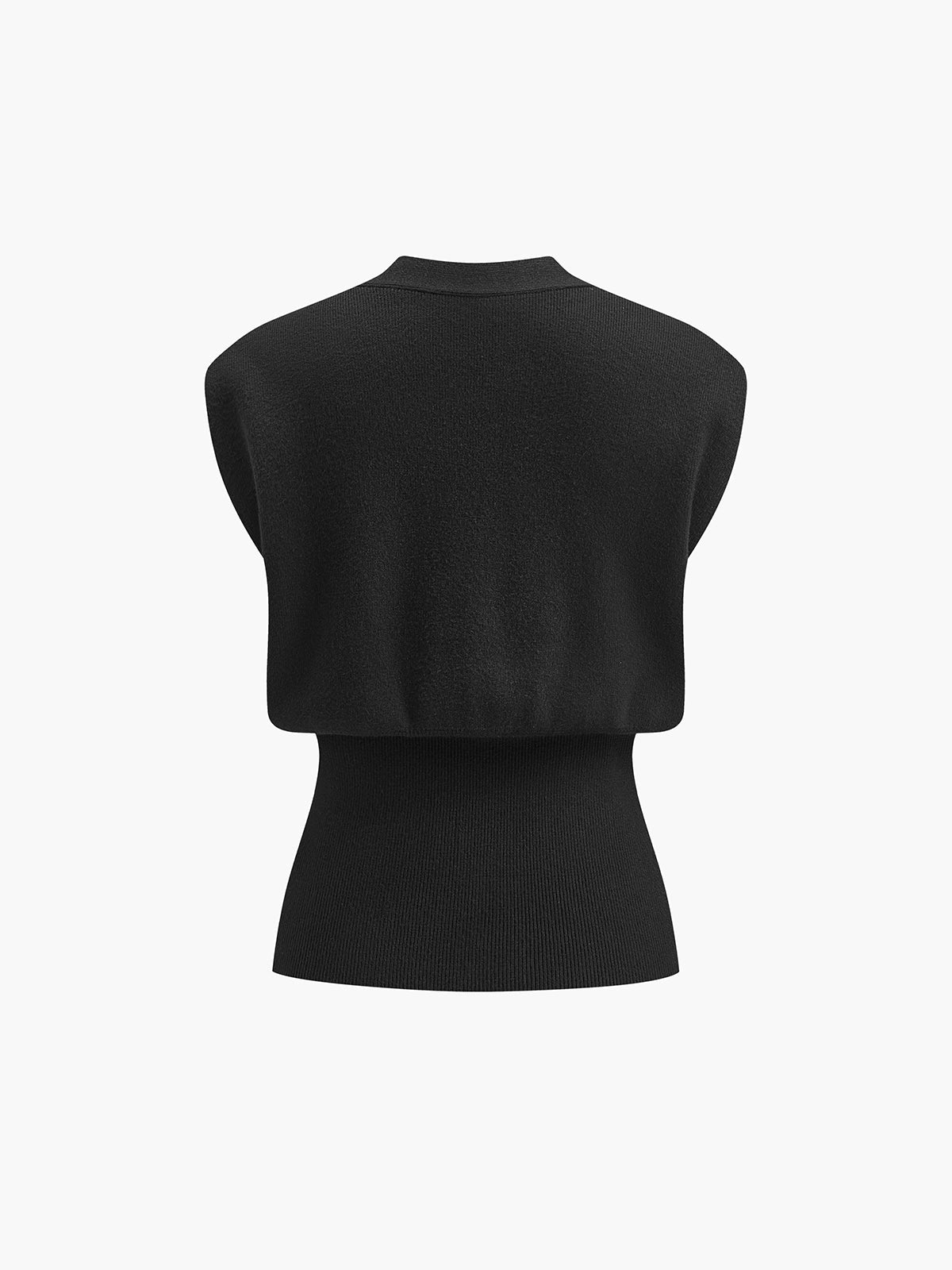 Gilet nero senza maniche con scollo a V e bottone