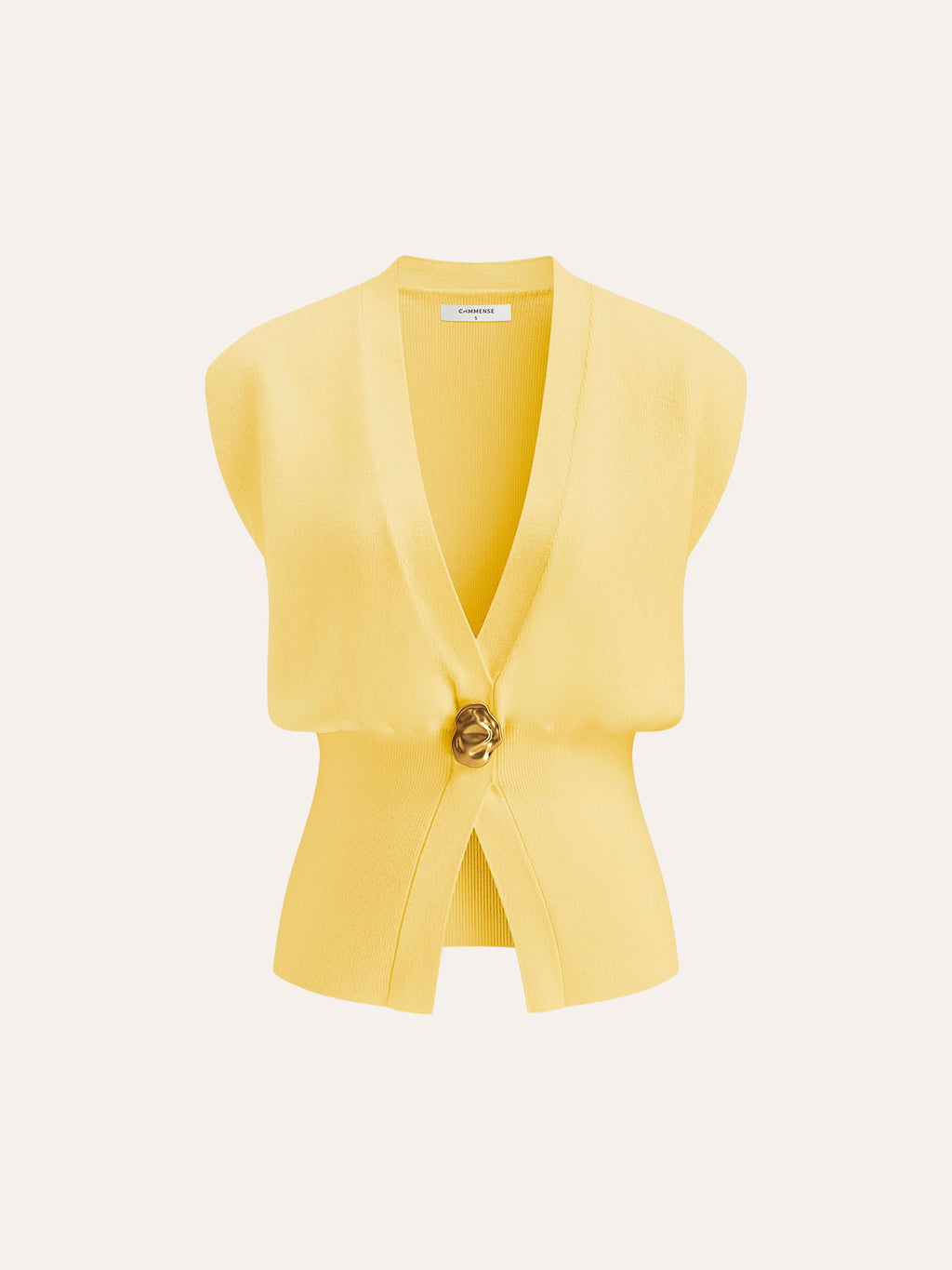 Gilet nero senza maniche con scollo a V e bottone