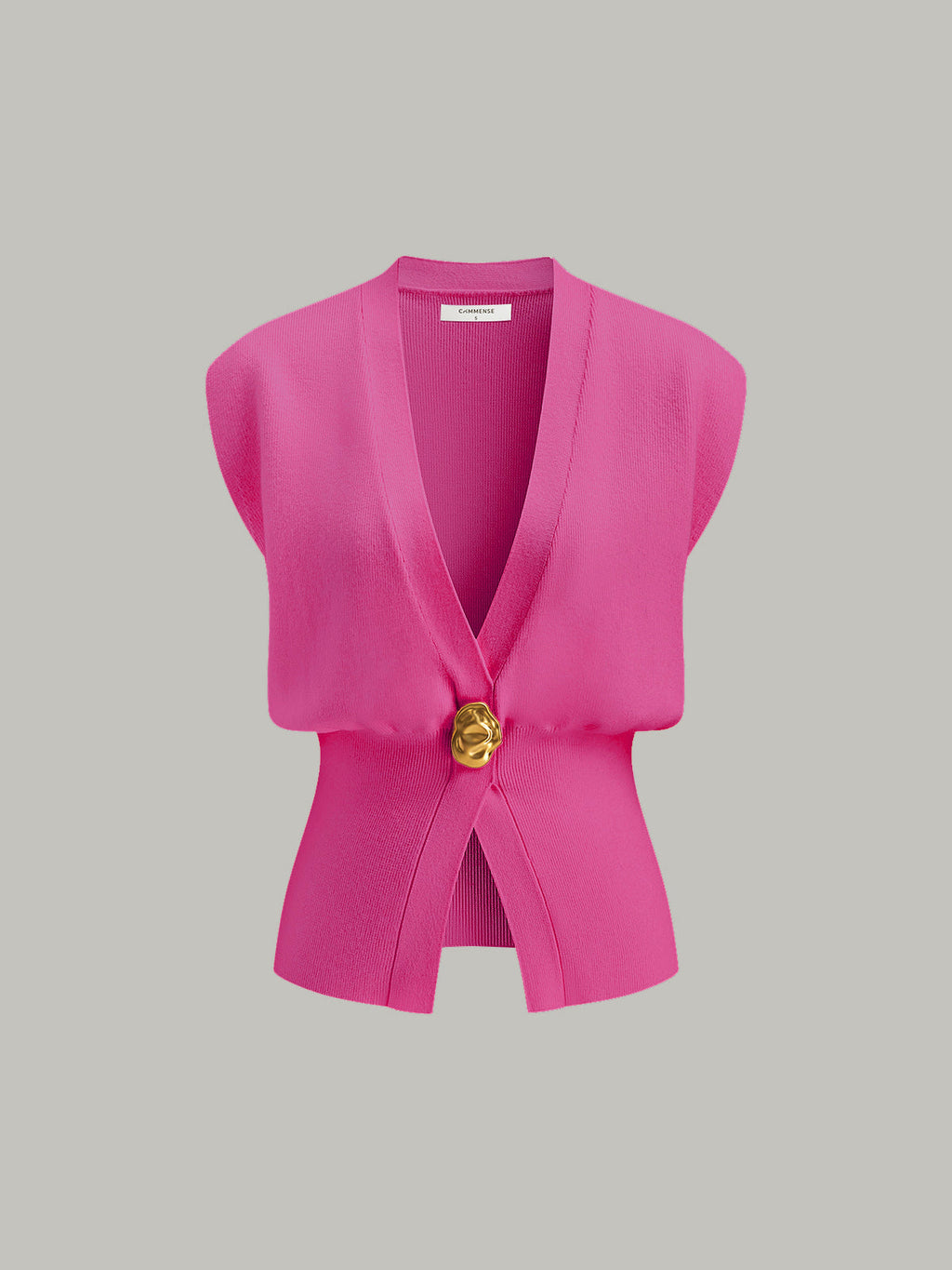 Gilet nero senza maniche con scollo a V e bottone
