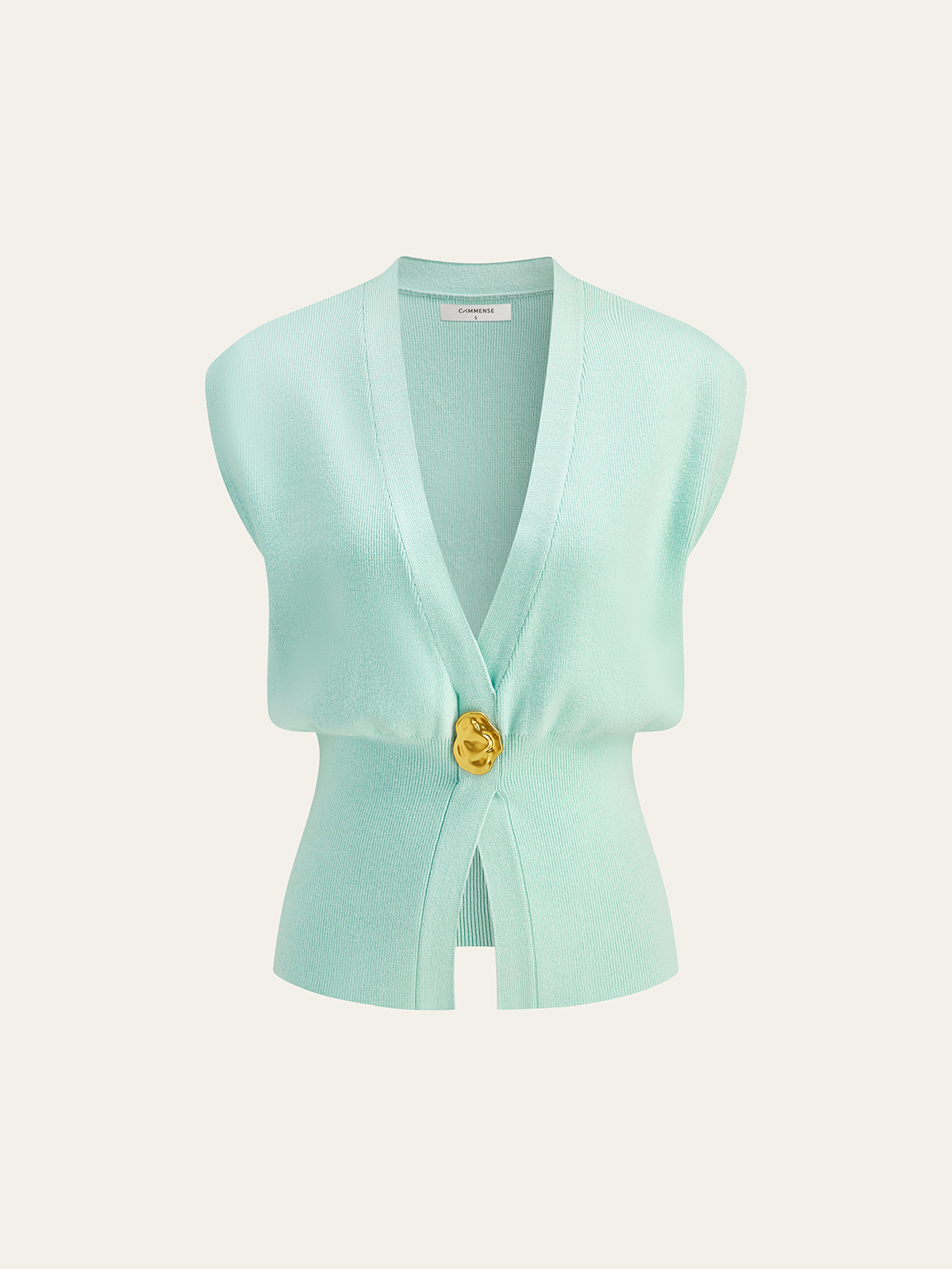 Gilet nero senza maniche con scollo a V e bottone