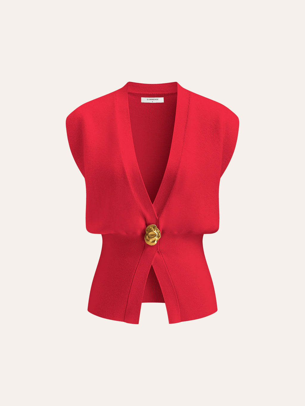 Gilet nero senza maniche con scollo a V e bottone