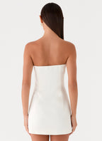Abito corto strapless bianco