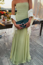 Abito lungo verde menta strapless
