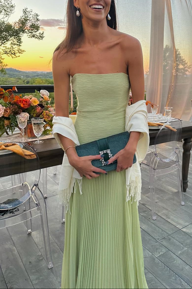 Abito lungo verde menta strapless