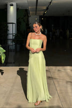 Abito lungo verde menta strapless