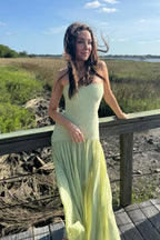 Abito lungo verde menta strapless