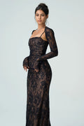 Abito lungo in pizzo nero con maniche lunghe – Lacey