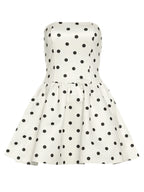 Abito corto strapless a pois neri