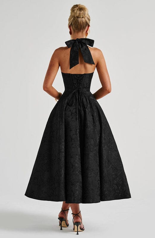 Abito midi bianco avorio halter linea A – Rafaella