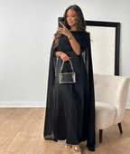 Abito lungo beige con maniche drappeggiate – Tayma