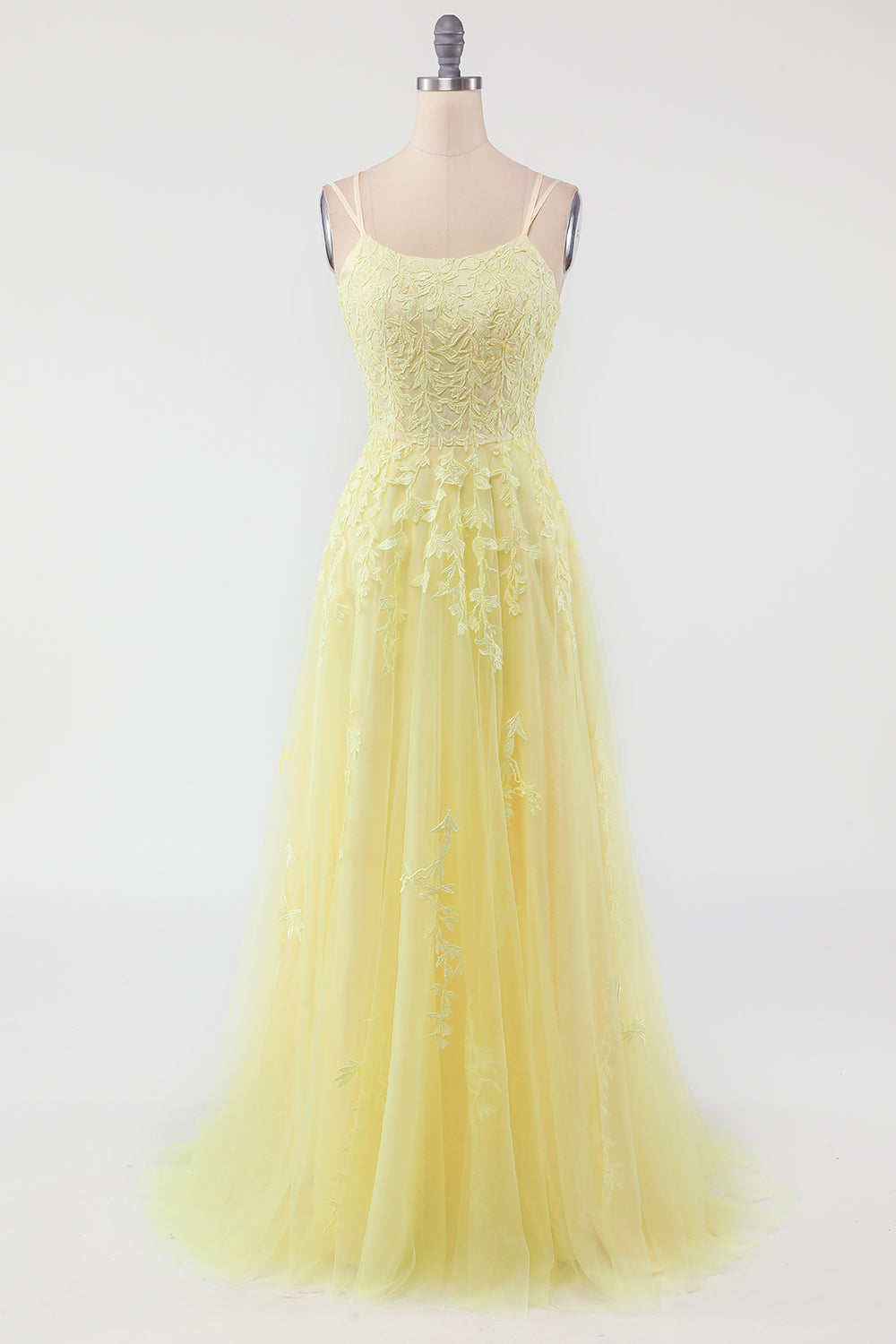 Abito da ballo lungo lavanda in tulle con pizzo floreale