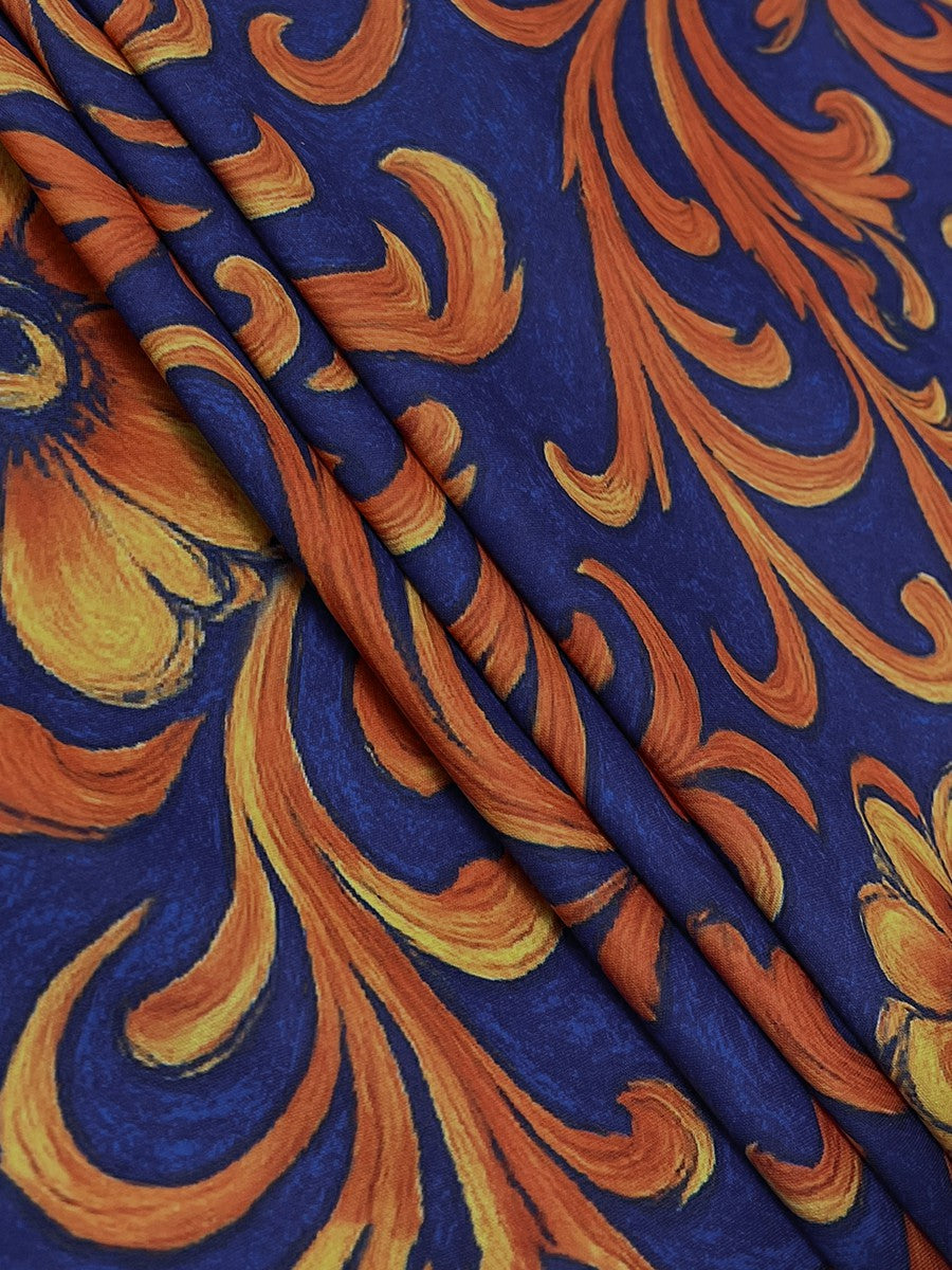 Camicia blu con stampa floreale e maniche lunghe