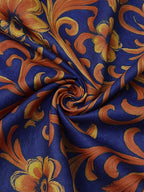 Camicia blu con stampa floreale e maniche lunghe
